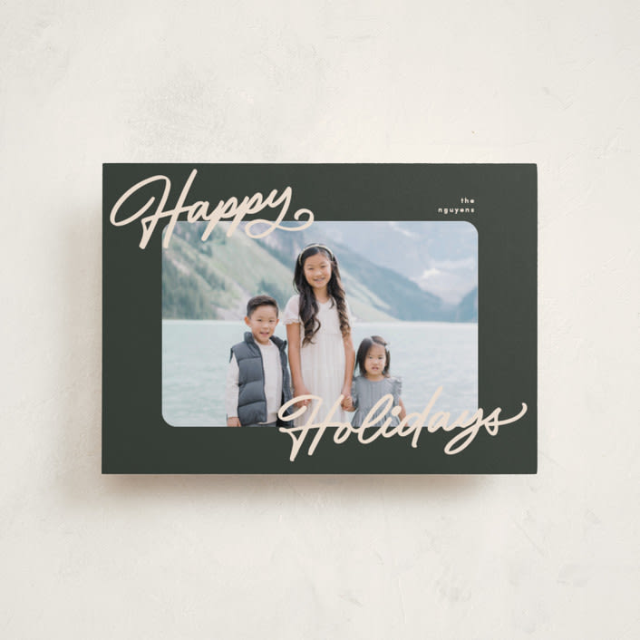 "the classic" - Holiday Cards in Olive by Pixel and Hank - Front