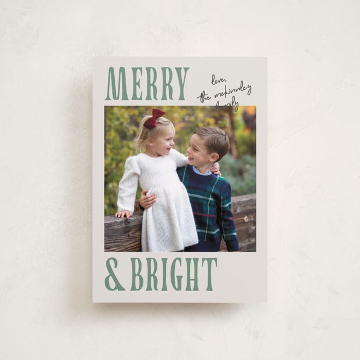 "Merry Modern" - Holiday Cards in Moss by Kelly Watkins - Front