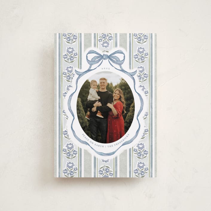 "Wildflower Holiday ribbon" - Holiday Cards in Blueberry by Jackie Crawford - Front