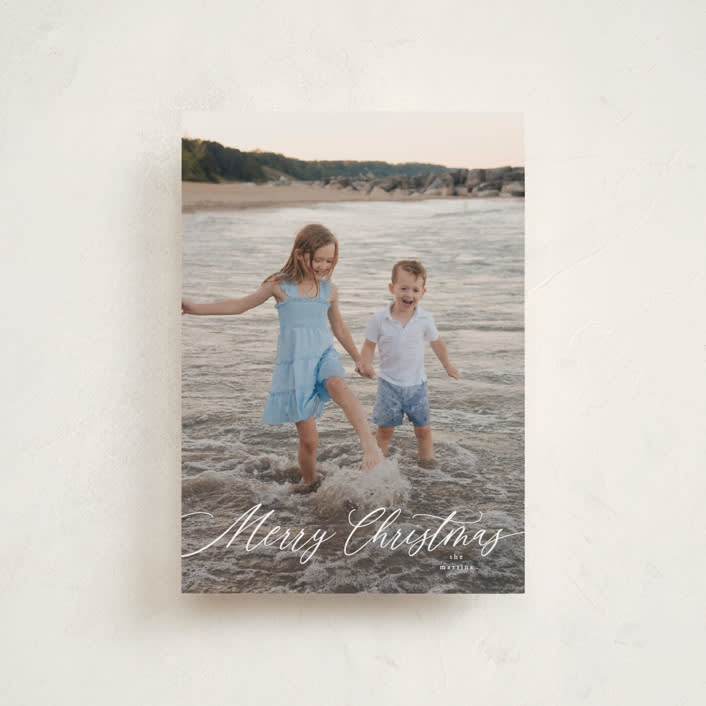 "Scripted Merry Christmas" - Holiday Cards in Snow by Kelly Schmidt - Front