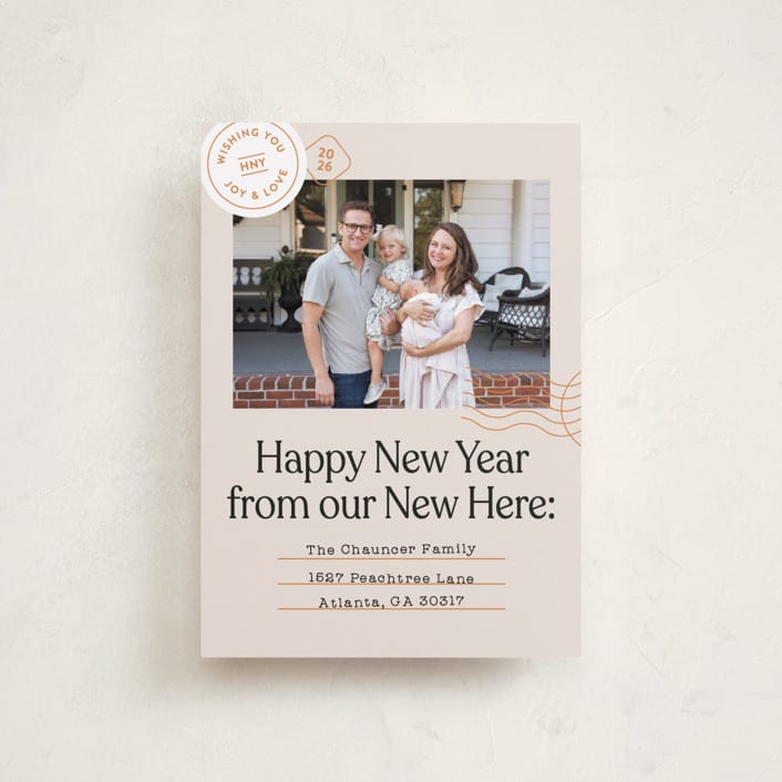 "New Here" - Holiday Cards in Champagne by Shari Margolin - Front