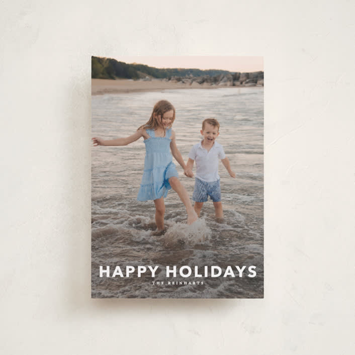 "Simple Type" - Holiday Cards in Linen by Angela Thompson - Front