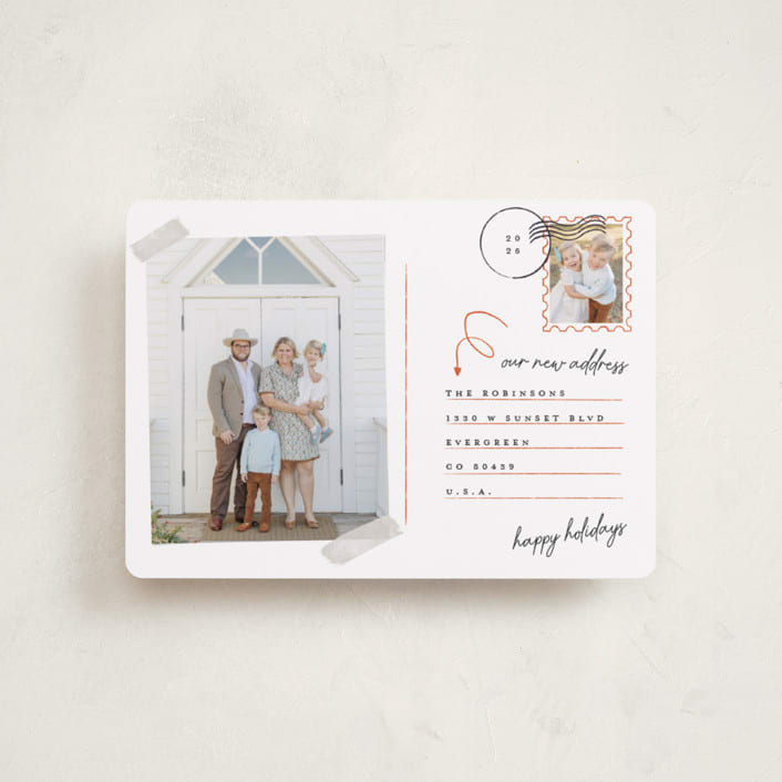 "Return Address" - Holiday Cards in Cinnamon by Gwen Bedat - Front