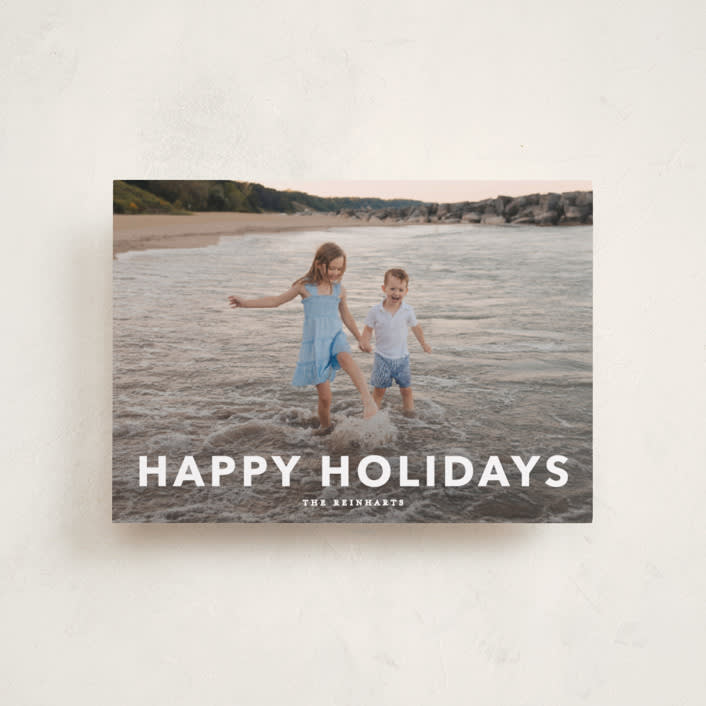 "Simple Type" - Holiday Cards in Linen by Angela Thompson - Front