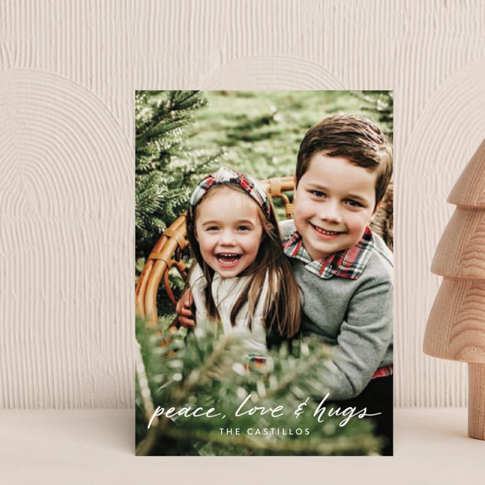 "sending all our LOVE" - Holiday Cards in Moon by Tanya Lee of Frooted Design - Front