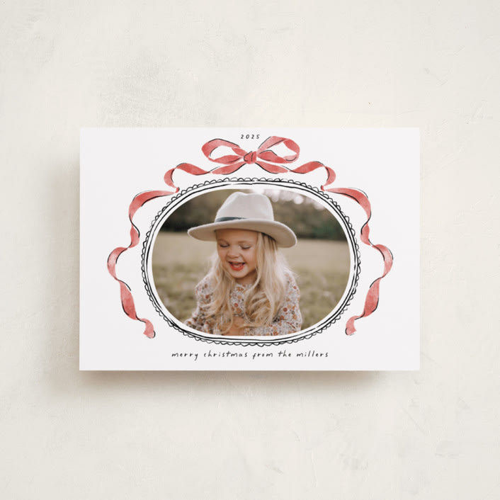 "Whimsical Bow" - Holiday Cards in Pomegranate by Susan Zinader - Front