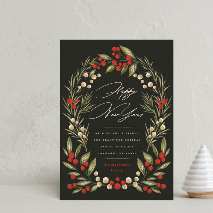 "Holly Berry + Pine" - Holiday Cards in Garland by Wildfield Paper Co - Front