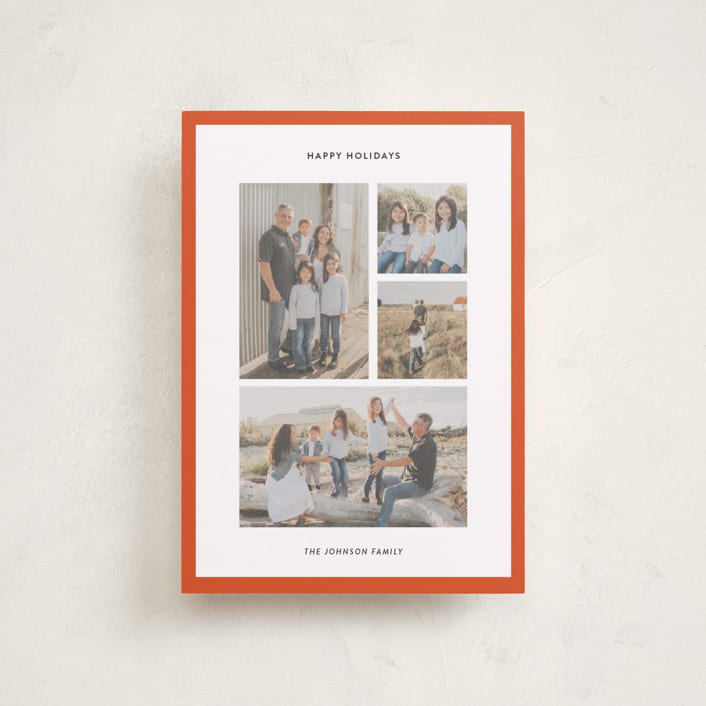 "Classic Collage" - Holiday Cards in Berry by Wendy Chung - Front