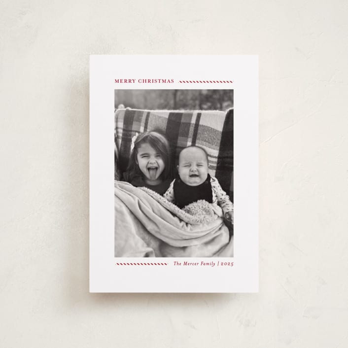 "Candy Cane Lines" - Holiday Cards in Candy Cane by Allison Orszak - Front