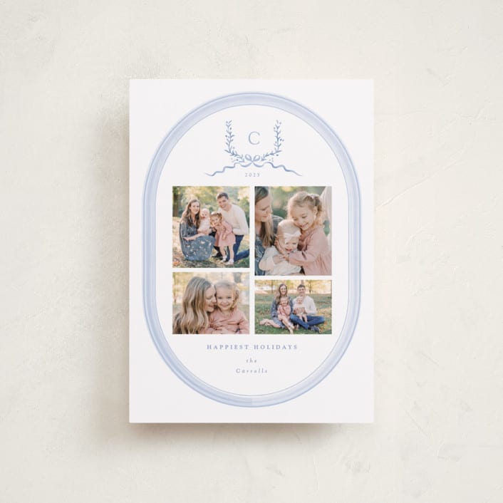 "Festive Monogram" - Holiday Cards in Frost by Corinne Malesic - Front