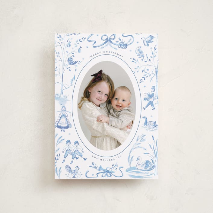 "12 Days of Christmas Toile" - Holiday Cards in Ice by Teju Reval - Front