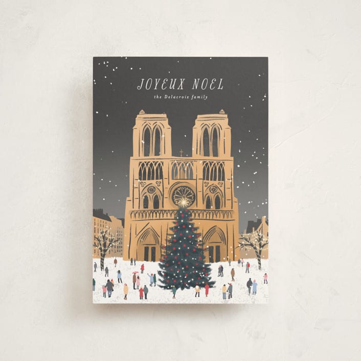 "Notre Dame" - Holiday Cards in Slate by Jamie Alexander - Front