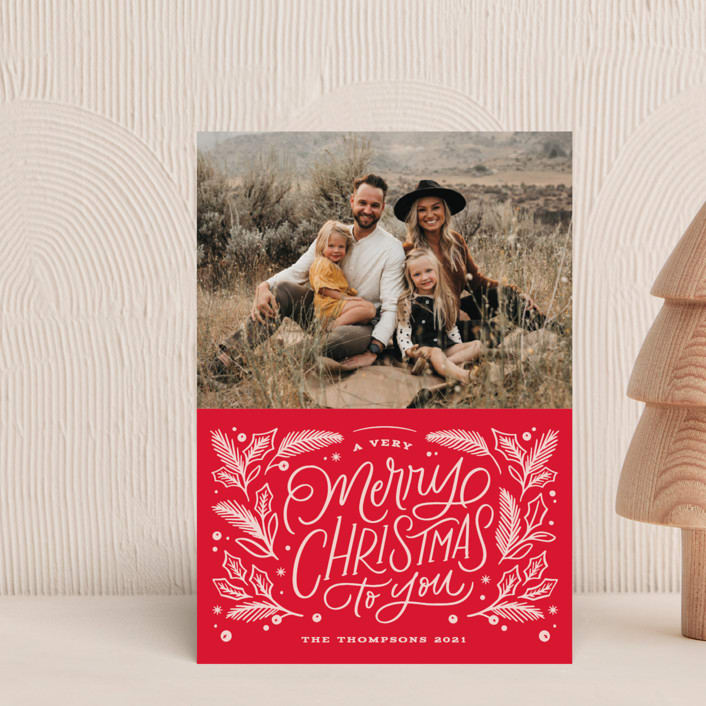 "Very Merry Christmas To You" - Holiday Cards in Cranberry by Kristen Smith - Front