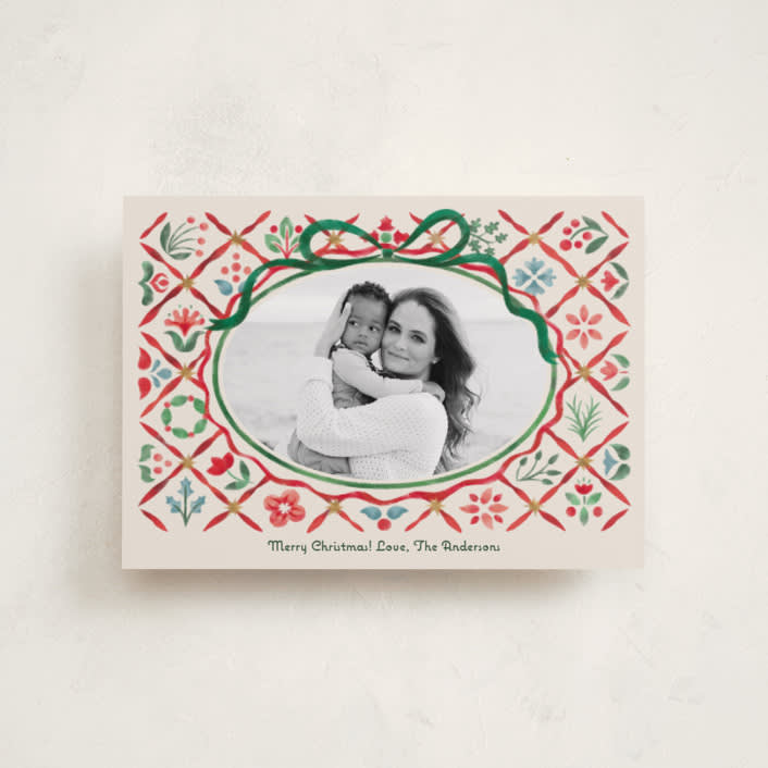 "Patchwork Christmas" - Holiday Cards in Crimson by Paper Sun Studio - Front