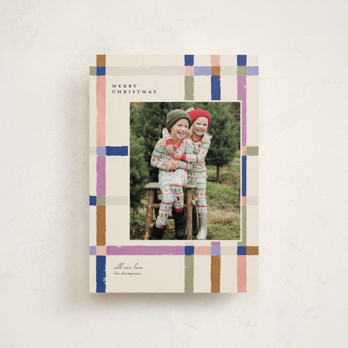 "Knitted Plaid" - Holiday Cards in Sugar Plum by Carrie ONeal - Front