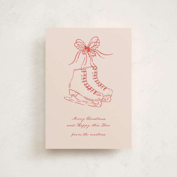 "Skatelle" - Holiday Cards in Rose by Jelena Vuletic - Front
