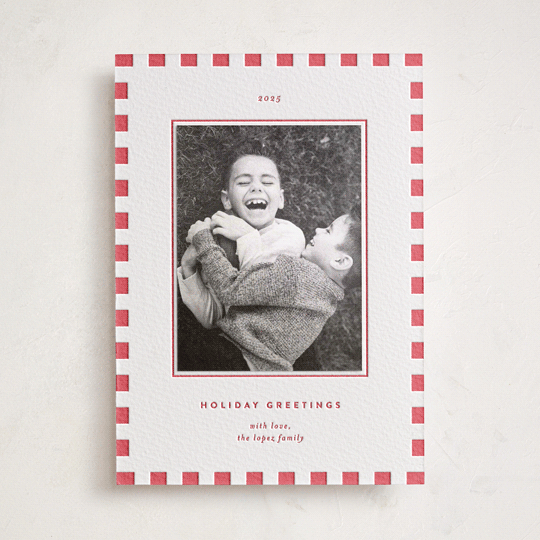 "Linzer Torte" - Letterpress Holiday Photo Mount Cards in Scarlet by Blustery August - Front
