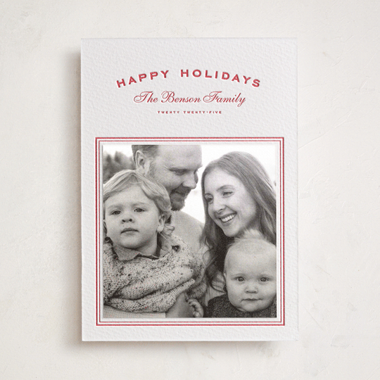 "Summer Story" - Letterpress Holiday Photo Mount Cards in Scarlet by Wildfield Paper Co - Front