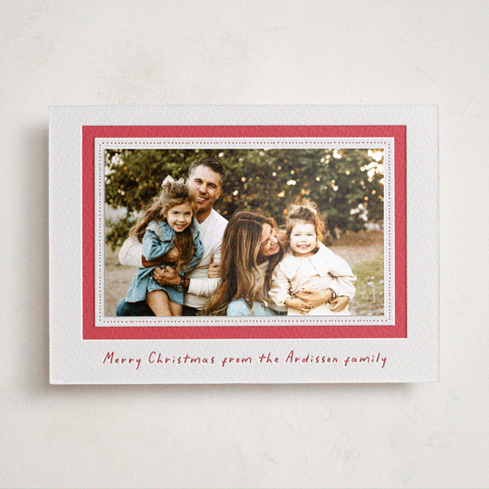 "betty" - Letterpress Holiday Photo Mount Cards in Scarlet by Sara Hicks Malone - Front