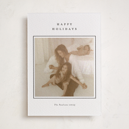 "Photo mount" - Letterpress Holiday Photo Mount Cards in Soft Black by Stacey Meacham - Front