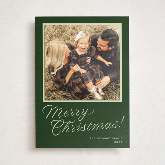 "cotillion" - Holiday Photo Mount Cards in Evergreen by Megan Davis - Front