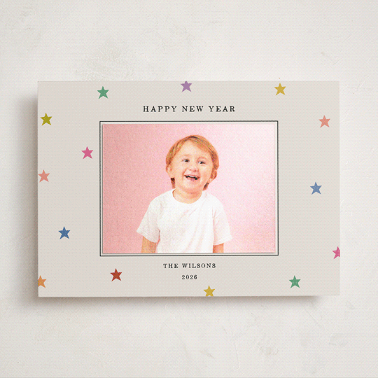 "Tiny Star Confetti" - Holiday Photo Mount Cards in Confetti by Kercia Jane - Front