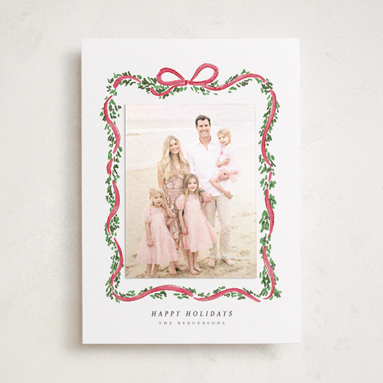 "Ribbonly Frame" - Holiday Photo Mount Cards in Holly Berry by Itsy Belle Studio - Front