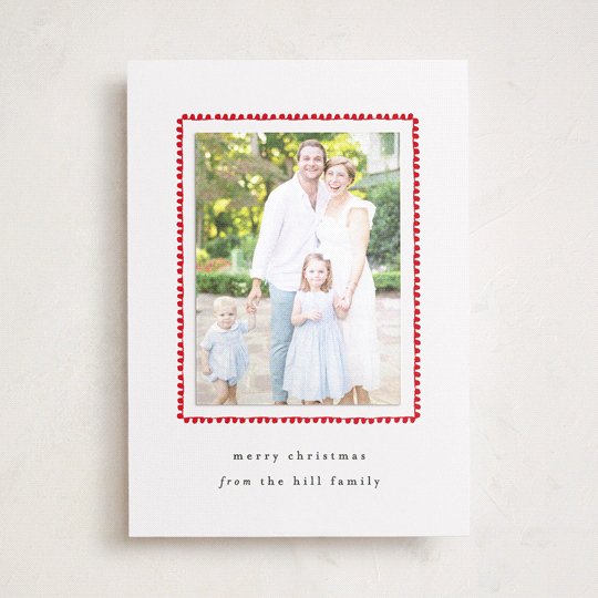 "hand drawn scallop" - Holiday Photo Mount Cards in Berry by Sara Hicks Malone - Front