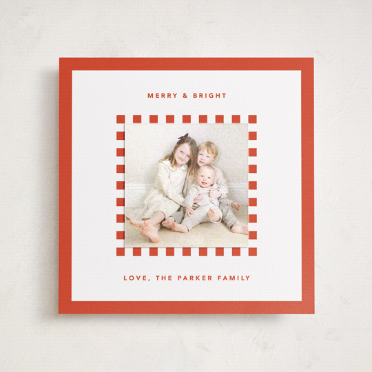 "Checker Frame" - Holiday Photo Mount Cards in Candy Cane by Kelly Watkins - Front