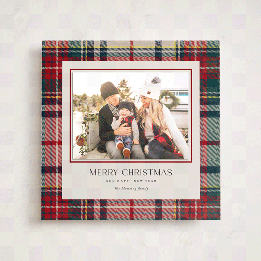 "Tartan Traditions" - Holiday Photo Mount Cards in Holly Berry by Yaling Hou Suzuki - Front