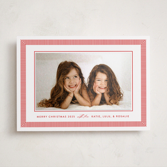 "Viva Stripe" - Holiday Photo Mount Cards in Peppermint by Olivia Raufman - Front