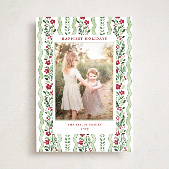 "Vintage ribbon" - Holiday Photo Mount Cards in Sage by Sarah Knight - Front