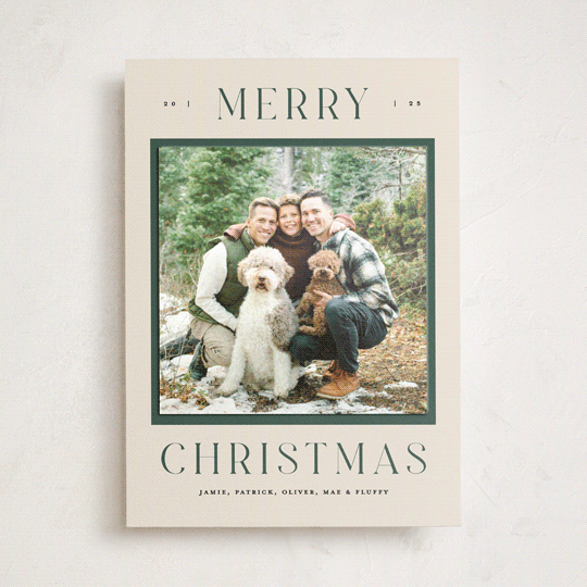"Merry Christmas Type" - Holiday Photo Mount Cards in Pine by Pixel and Hank - Front