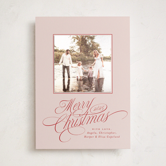 "Glide" - Holiday Photo Mount Cards in Holly Berry by Everett Paper Goods - Front