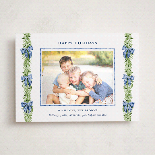 "Plaid bows" - Holiday Photo Mount Cards in Frosted by Sarah Knight - Front