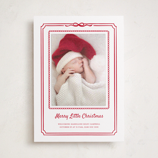 "Little Christmas Gift" - Holiday Photo Mount Cards in Candy Cane by Jenna Holcomb - Front