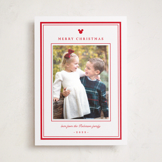 "Mickey classic preppy" - Holiday Photo Mount Cards in Candy Cane by Creo Study - Front