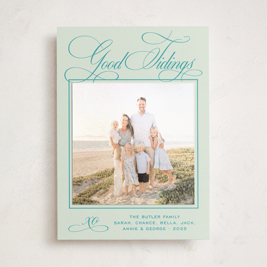 "Julep" - Holiday Photo Mount Cards in Mint by Megan Davis - Front