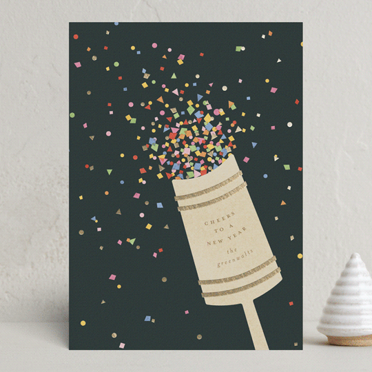 "confetti popper" - Holiday Cards in Midnight by Ellen Schlegelmilch - Front