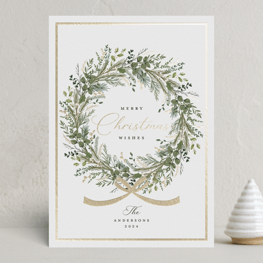 "Christmas Bow" - Holiday Cards in Pine by Susan Moyal - Front