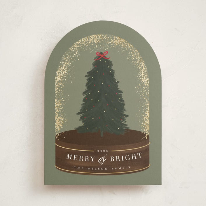 "Merry & Bright" - Holiday Cards in Evergreen by Hudson meet Rose - Front