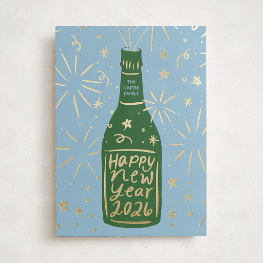 "Champagne Sparkle" - Holiday Cards in Marine by Inkblot Design - Front