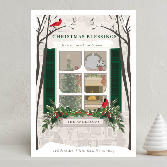 "Holiday Window" - Holiday Cards in Pine by Susan Moyal - Front