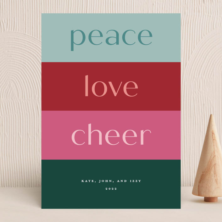 "Linear Blessings" - Holiday Cards in Gumdrop by Jessica Corliss - Front