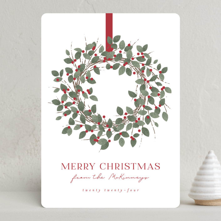 "Classic Wreath" - Holiday Cards in Holly by Kacey Kendrick Wagner - Front