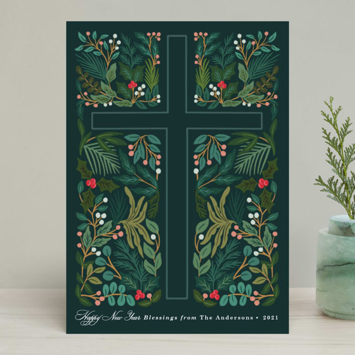"Blessings" - Holiday Cards in Navy by Elly - Front