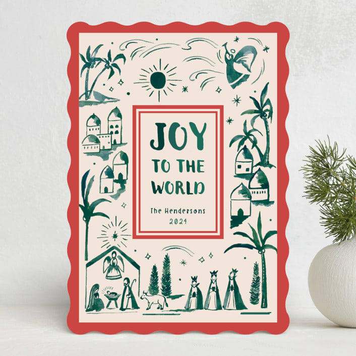 "Painted Nativity" - Holiday Cards in Fir by Teju Reval - Front