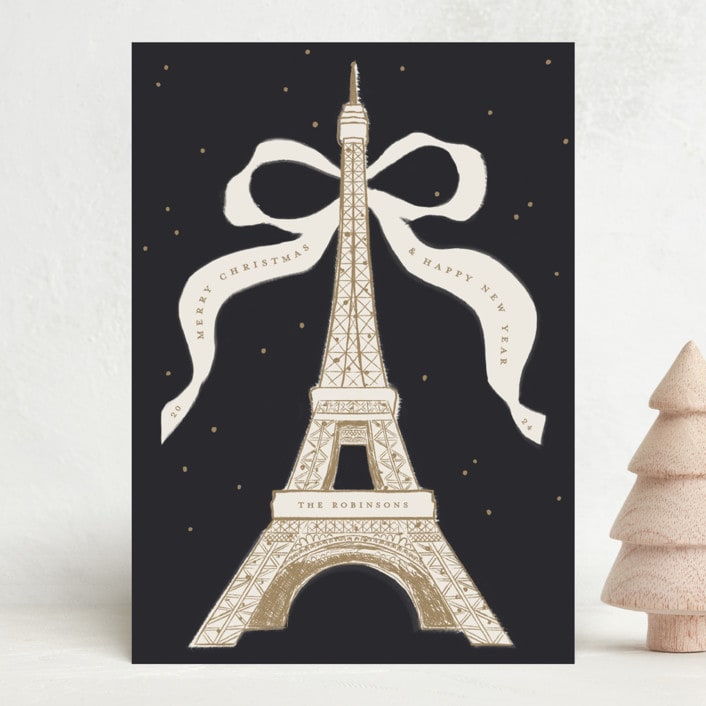 "Eiffel" - Holiday Cards in Champagne by Gwen Bedat - Front