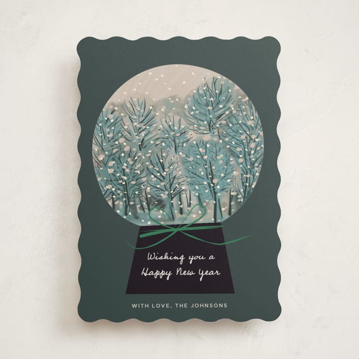 "Winter Forest Snow Globe" - Holiday Cards in Deep Sea by Ani Somi - Front