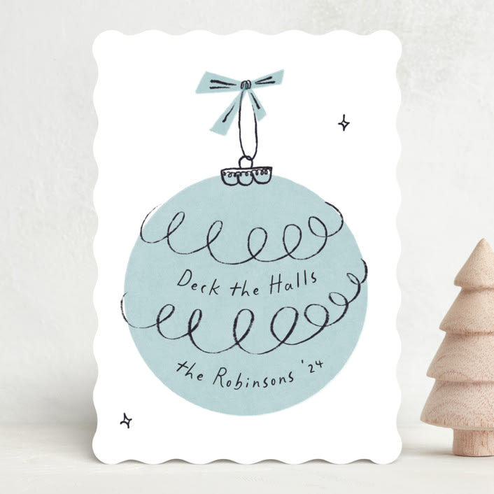 "Retro Ornament" - Holiday Cards in Frost by Gwen Bedat - Front